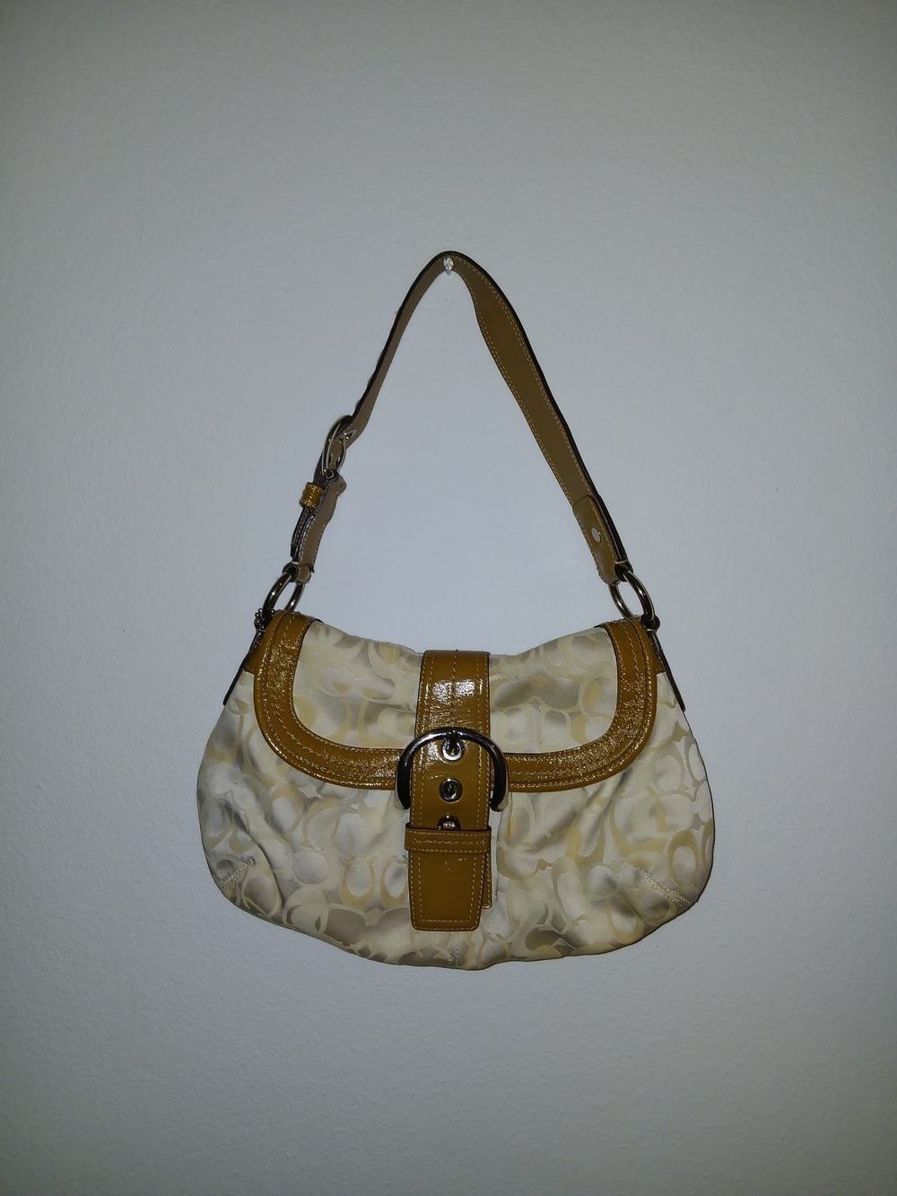 Coach Cream Shoulder Bag with Tan Trim